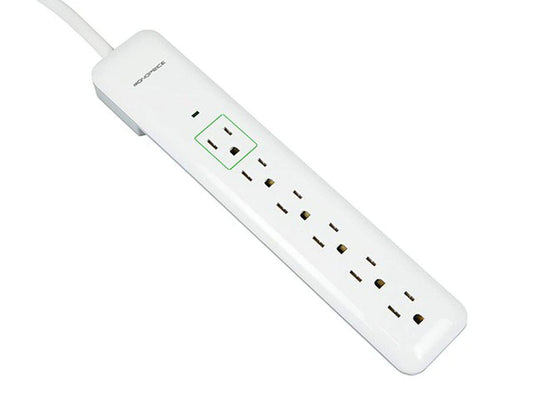 Monoprice 6 Outlet Slim Surge Protector Power Strip - 540 Joules, With Power/Circuit Breaker Switch, 500 Volts Clamping Voltage, UL Rated Cord, 3