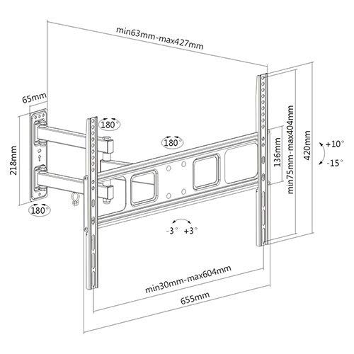 IMPACT MOUNTS ARTICULATING Swivel LCD LED Full Motion TV Wall Mount 37 42 46 47 50 55 60 65 70