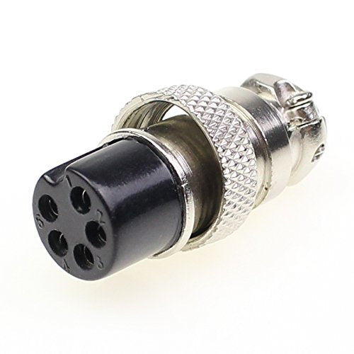 Aviation Plug Connector 10 Pairs Male Female Panel Metal Wire Connector 16mm Socket (5 Pins 10-Pack)