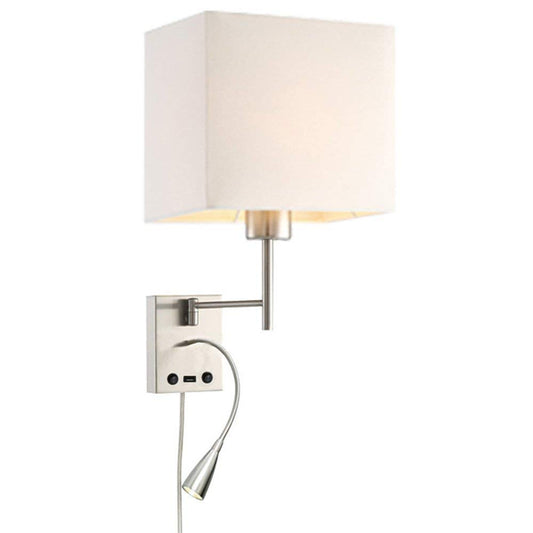 HomeFocus Bedside Wall Light with LED Reading Lamp,Swing Arm Wall Lamp,Wall Sconces
