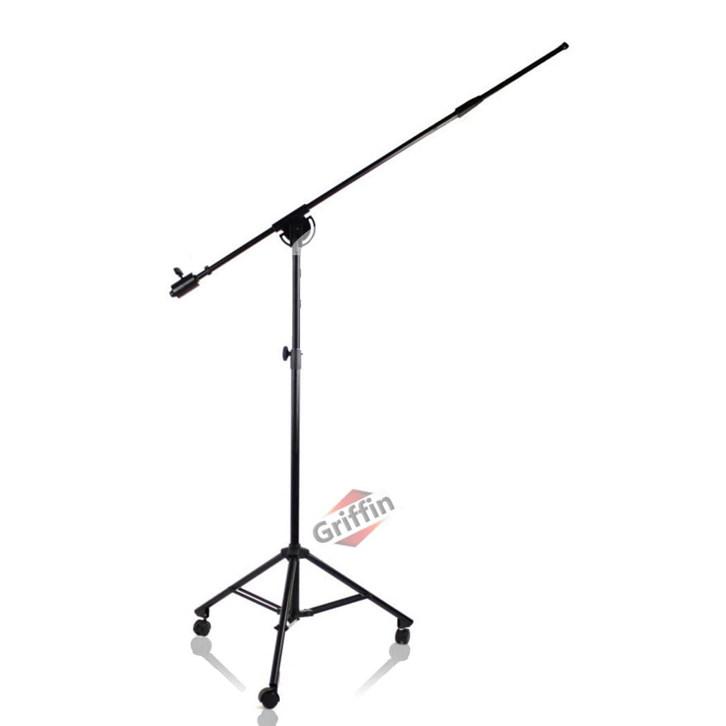 GRIFFIN 11FT Tall Rolling Mic Boom Stand (Extended XHeight Edition) with Telescopic Arm & Tripod Base - Studio Microphone Wheeled Stand for Overhead