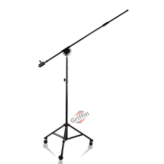 GRIFFIN 11FT Tall Rolling Mic Boom Stand (Extended XHeight Edition) with Telescopic Arm & Tripod Base - Studio Microphone Wheeled Stand for Overhead