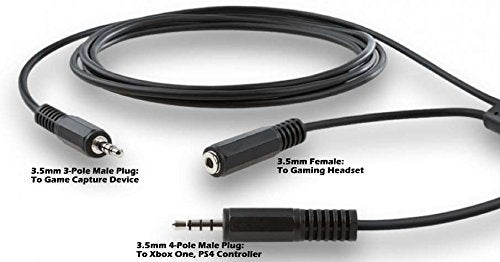 ienza® Party Chat Link Chat Adapter Cable Wire for Xbox One, Xbox Series X/S, PlayStation 4 PS4, PS5, Elgato Game Capture HD, HD60, HD60 Pro & Similar