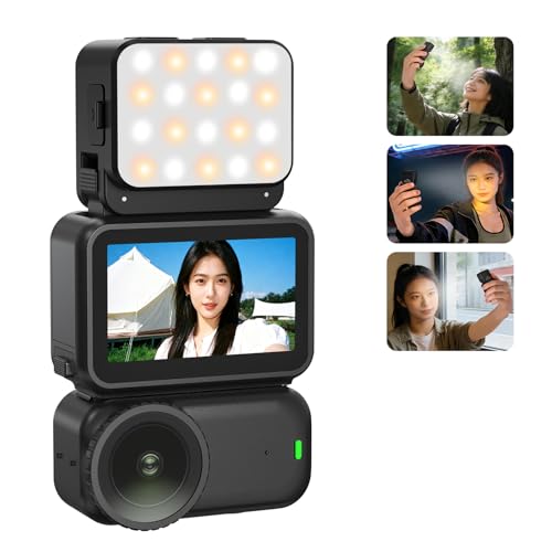 BRDRC Action 6 Magnetic Mini LED Fill Light, Photography Fill Video Lighting with Quick-Release Cold Shoe Adapter, 3 Color Modes, 4 Levels Brightness