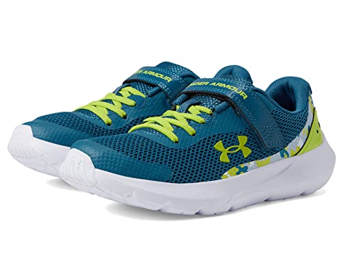 Under Armour Boy's Surge 3 Alternate Closure Print (Little Kid) Static Blue/Lime Surge/Lime Surge 1 Little Kid M