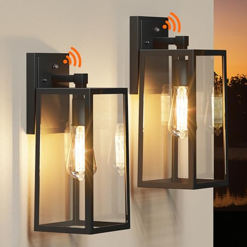 PARTPHONER Dusk to Dawn Outdoor Light Fixtures Wall Mount, Sensor Porch Lights, Anti-Rust Exterior Wall Sconce Lighting Lamp, Waterproof Wall Lantern