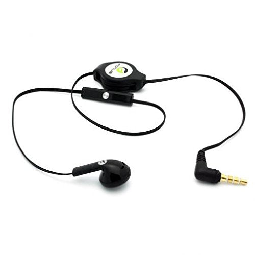 Retractable Mono Earphone for Galaxy A10e, Headphone 3.5mm w Mic Headset Handsfree Earbud Earpiece Microphone Compatible with Samsung Galaxy A10e