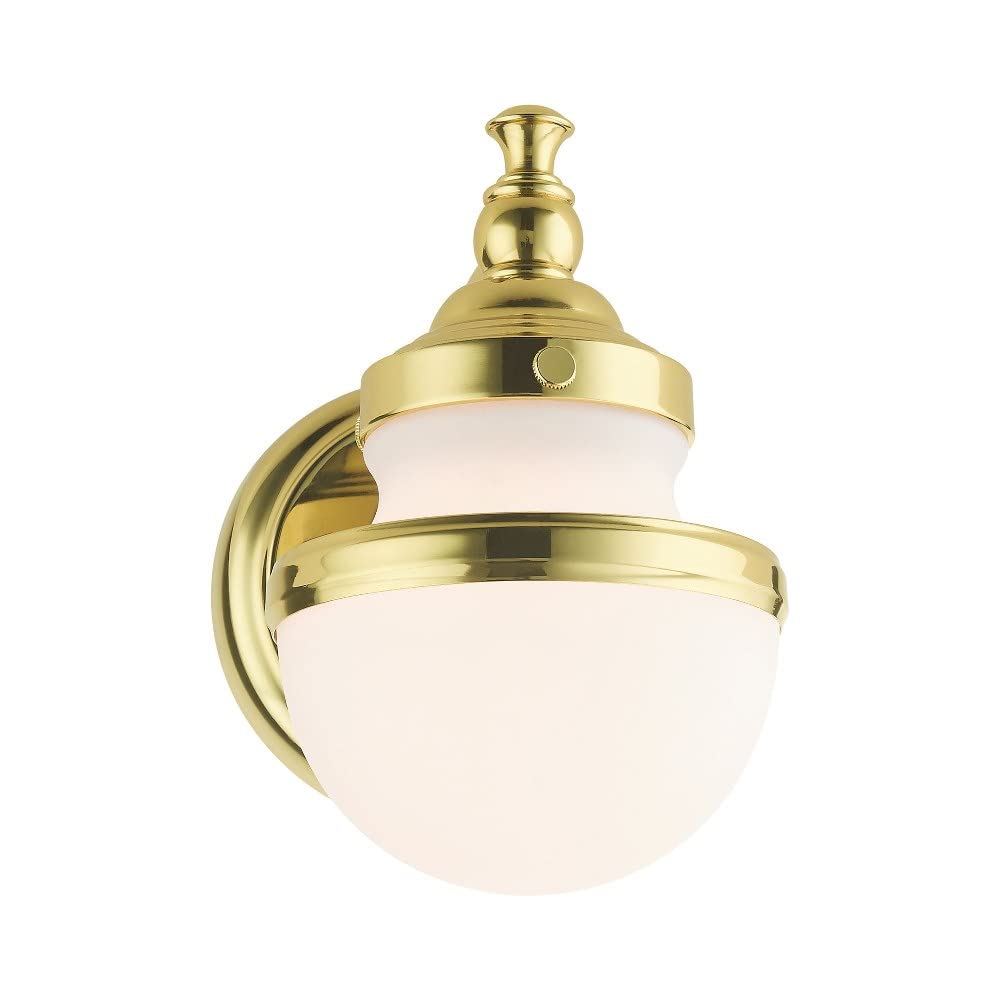 Livex Lighting 5711-91 Oldwick 1-Light Bath Light/Wall Sconce, Brushed Nickel, 5.5 x 7.25 x 8.25