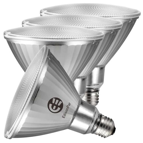 EdisonPar Full-Glass PAR38 LED Flood Light Bulbs Outdoor/Indoor Equivalent 300 Watt, 4000 Lumens Ultra Bright, Non-Dimmable Waterproof 5000K Daylight