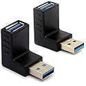 GLHONG Angled USB 3.0 Adapter 90 Degree USB Connector Extender Type A Male to Type A Female Plug Coupler 2Pcs (UP + Down)