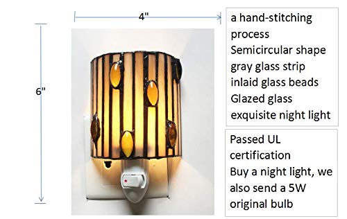 Tiffany Glass Night Light, HMJ7004, Stained Glass Bedroom Study Night Light, Size: 5"*5"*6"