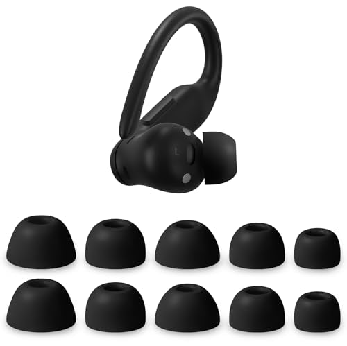 Geiomoo Silicone Ear Tips for Beats Powerbeats Pro 2, Replacement Eartips Earbuds Earpads (Black,XS/S/M/L/XL)