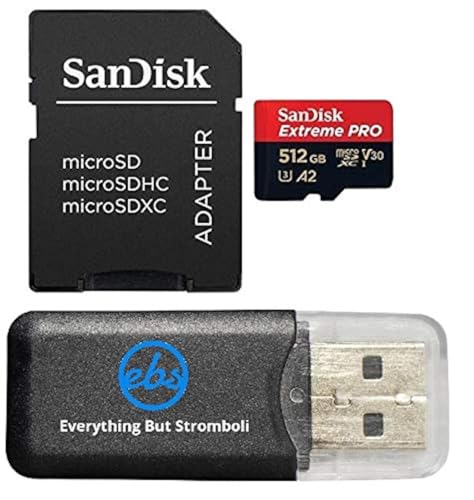 SanDisk 512GB Extreme Pro MicroSDXC Card Compatible with GoPro Hero (2024) and Hero 13 Action Cameras 200MB/s Read Speed (SDSQXCD-512G-GN6MA) Bundle