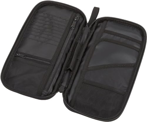 Amazon Basics RFID-Blocking Passport Wallet – Travel Passport Holder with Zipper Closure, Card Slots & Pockets, Durable Nylon, Black 10"x5"