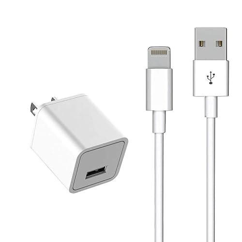 iPhone Charger [MFi Certified] - Travel & Home Wall Charger with 5ft Cable, Compatible with iPhone 14, 13, 12, 11, SE, X, 8, 7, 6, 5, iPad Mini, iPod