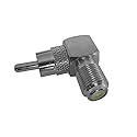 NAC Wire and Cables RCA Male to F Female Right Angle Adapter Coaxial Plug to 90 Degree Silver Connector 1 PC Stereo Cable Audio Video Tool Less