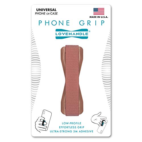 LOVEHANDLE Universal Phone Grip for Smartphones & Mini Tablets - Phone Holder for Hand - Wireless Charging Compatible - Made in The USA - Solid Rose