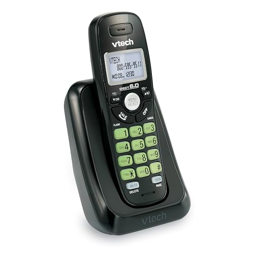 VTech CS6114-11 DECT 6.0 Cordless Phone with Caller ID/Call Waiting, Black with 1 Handset