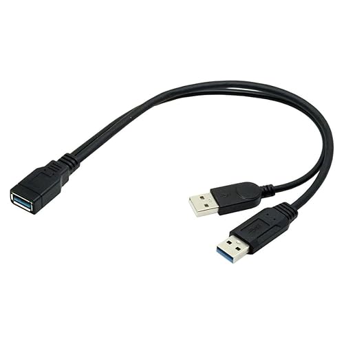 chenyang USB 3.0 Splitter Y Cable USB 1 Female to 2 Male Extra Power Data Extension Cable for 2.5" Mobile Hard Disk