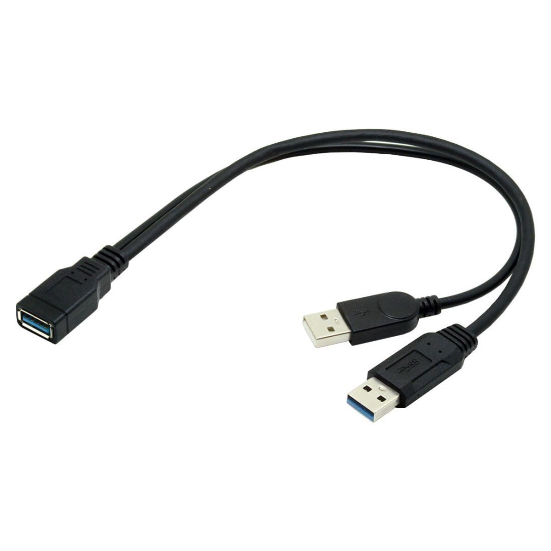 chenyang USB 3.0 Splitter Y Cable USB 1 Female to 2 Male Extra Power Data Extension Cable for 2.5" Mobile Hard Disk