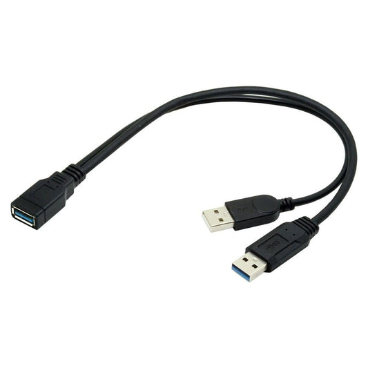 chenyang USB 3.0 Splitter Y Cable USB 1 Female to 2 Male Extra Power Data Extension Cable for 2.5" Mobile Hard Disk