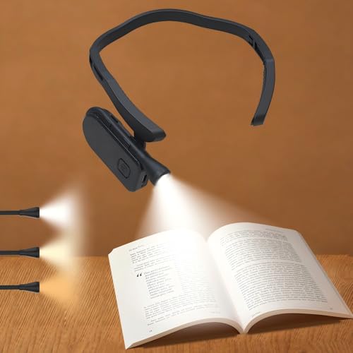 SURPOOTER Neck Reading Light, 3 Color Modes & Stepless Dimming Lightweight Hands-Free Rechargeable LED Book Light with USB-C Charging for Reading