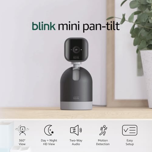 Blink Mini Pan-Tilt Camera (newest model), Rotating indoor plug-in smart security camera, two-way audio, HD video, motion detection, Works with Alexa