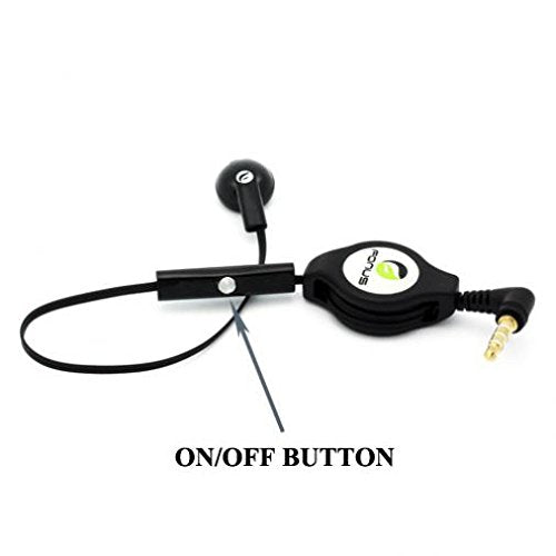 Retractable Mono Earphone for Galaxy A10e, Headphone 3.5mm w Mic Headset Handsfree Earbud Earpiece Microphone Compatible with Samsung Galaxy A10e
