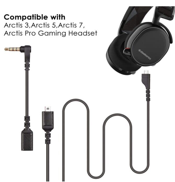 EARLA TEC Replacement Audio Cable Cord, Compatible for SteelSeries Arctis 3 /Arctis 5/ Arctis 7 /Arctis Pro Gaming Headphones with Male to 3.5mm