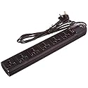 VCT WPS-B-UK 220 Volt - 240 Volt Universal Power Strip Surge Protector with 6 Universal Outlets 13A Max 3250W with UK Plug (UK Plug), Black