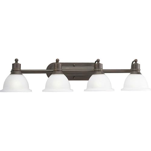 Progress Lighting Madison Collection 4-Light Etched Glass Traditional Bath Vanity Light Antique Bronze