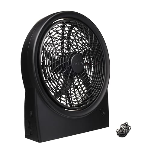Treva 10 in Rechargeable Fan & Battery Powered 3-Speed Personal Fan