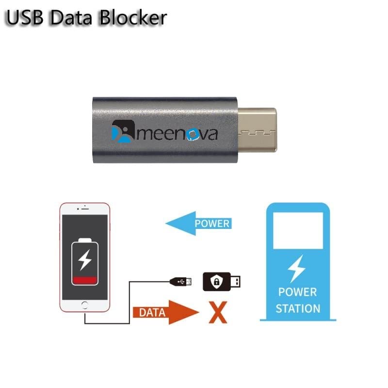 Meenova USB C Data Blocker Pro, USB-C Female to Male Adapter with Smart Chip Security to Protect Against Juice Jacking, Grey
