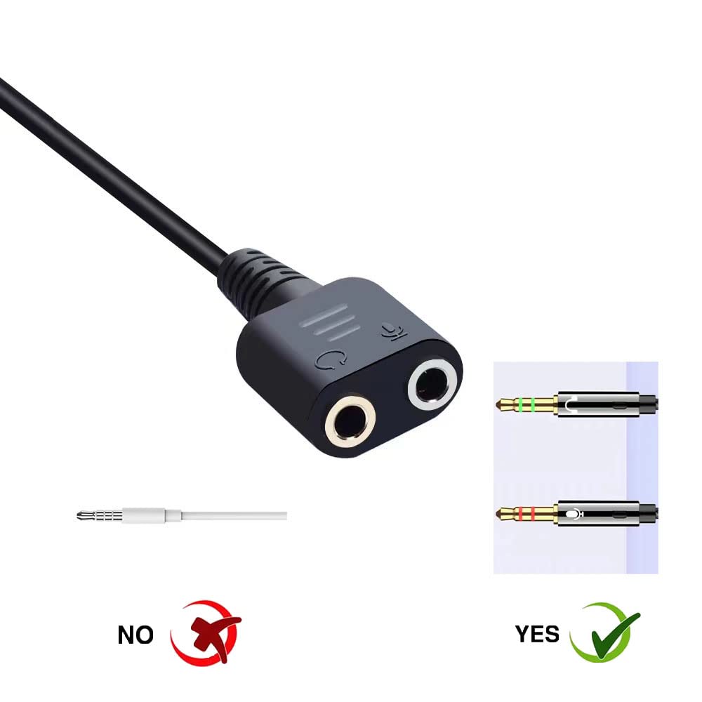 Earsinger RJ9 Male to 3.5mm Female Plug Headset Jack Phone Adapter Cable PC Dual 3.5mm Headset to RJ9/RJ10/RJ22 Phone Adapter