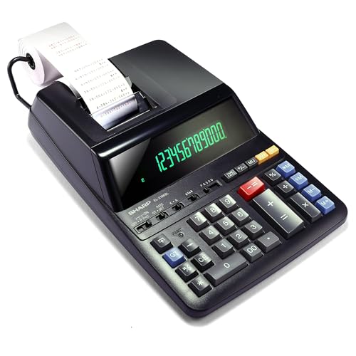 Sharp 12-Digit Print Calculator Desktop Size Adding Machine, Perfect for Everyday Use and Office, Bright, Large Easy-to-Read Numbers on Both The