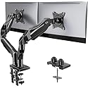HUANUO FlowLift™ Dual Monitor Stand, Fully Adjustable Gaming Monitor Desk Mount for 13-32? Computer Screens, Full Motion VESA 75x75/100x100
