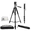 Professional 72" Tripod & Deluxe Carrying Case + 72" Heavy Duty Monopod for Sony Cyber-Shot RX10 RX10 II HX400V HX200V HX100V DSC-HX50V DSC-HX60V