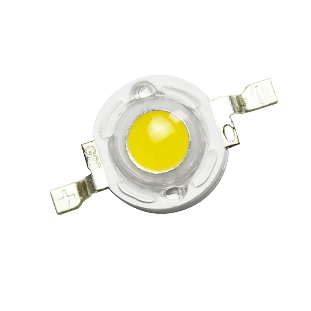 GuuYebe LED Chip, High Power Bulb Lamp Bright Lighting Natural White 3W (4000K - 4500K / 3 Watt / 600mA - 700mA / DC 3V - 3.4V) DIY 10 pcs