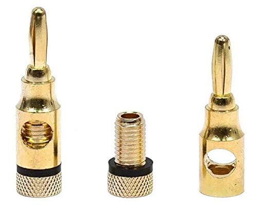 Accessonico 4 Pairs 8 Plugs Speaker Banana Plugs Gold Plated - Open Screw Type Brass Connector for Speaker Stereo Wire, Home Theater Audio (8 pcs/4