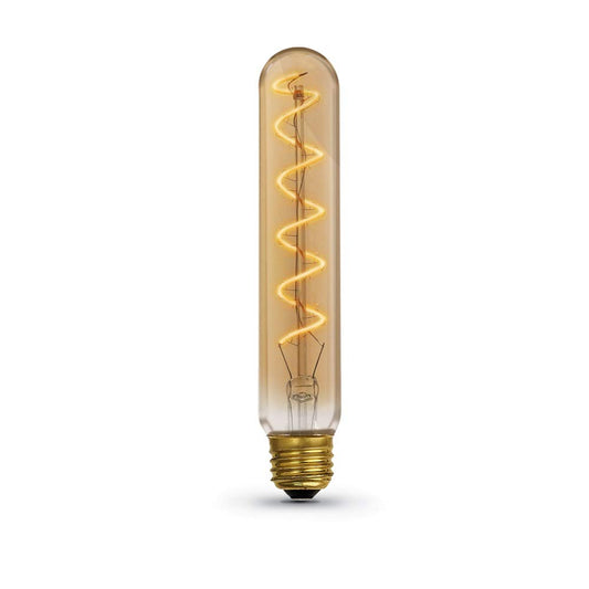 Feit Electric Vintage Exposed Filament Amber Glass LED T10L with a Medium E26 Base Light Bulb - 40W Equivalent - 10 Year Life - 200 Lumen - 2100K Soft