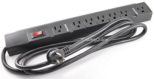 CablesOnline, Power Strip with 5 Horizontal + 2 Adapter Outlets w/6-foot Cable, SP-036