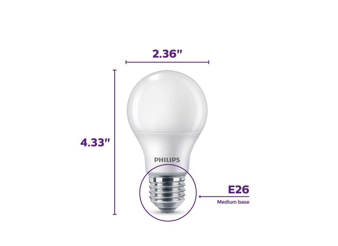 Philips B01AHLY6WO 4pk 8.5W=60W LED Soft White A19 Bulbs