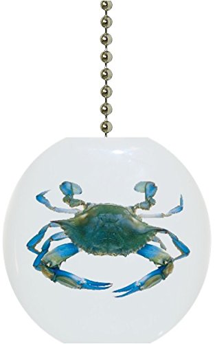 Carolina Hardware and Decor 1606F Blue Crab Nautical Ceramic Fan Pull