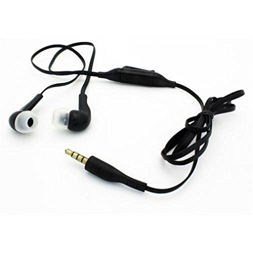 Sound Isolating Handsfree Headset Earphones Earbuds w Mic Dual Headphones Stereo Flat Wired 3.5mm [Black] for Boost Mobile Samsung Galaxy J7 Refine…