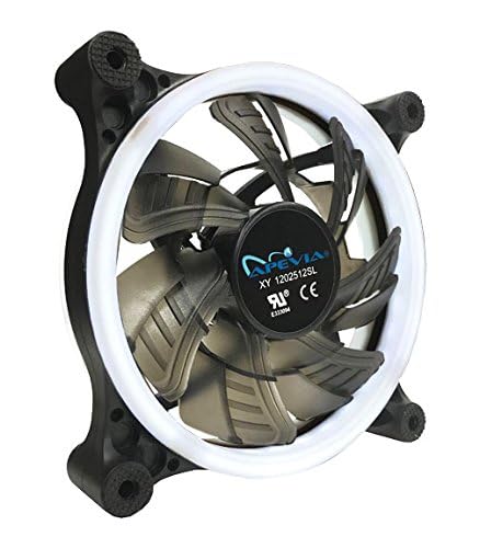 APEVIA 12L-CWH 120mm Silent Dual Rings White LED Fan with 32 x LEDs & 8 x Anti-Vibration Rubber Pads