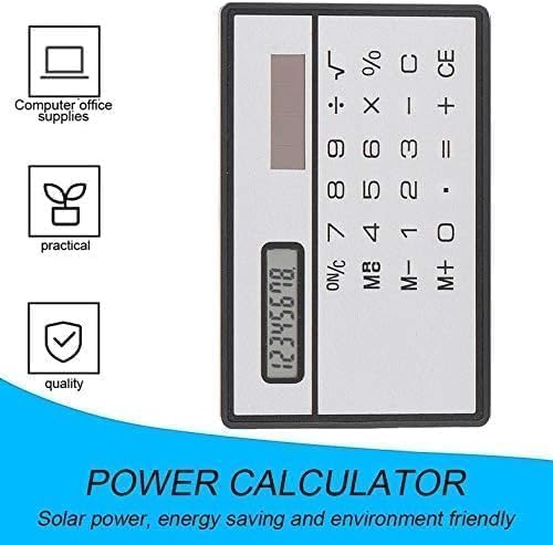 2Pcs 8 Digit Silver and Black Ultra Thin Solar Power Calculator with Touch Screen Credit Card Design Portable Mini Calculator for Business School