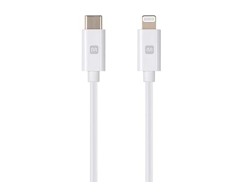 Monoprice Essential Apple MFi Certified Lightning to USB-C Charging Cable - Gold Plated, 1.5 Feet, White