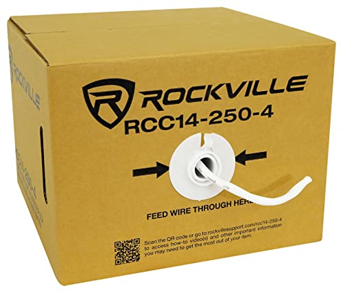 Rockville RCC14-250-4 14 AWG 250ft 4 Conductor CCA Speaker Wire, CL2 in-Wall Rated, Flexible PVC Jacket, High-Strand Count, for Home Theater