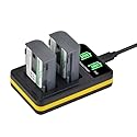 Tectra 2-Pack NB-2L NB-2LH Battery and LED Dual Charger for Canon PowerShot G7 G9 S30 S40 S45 S50 S60 S70 S80 DC410 DC420 VIXIA HF EOS 400D 350D Rebel