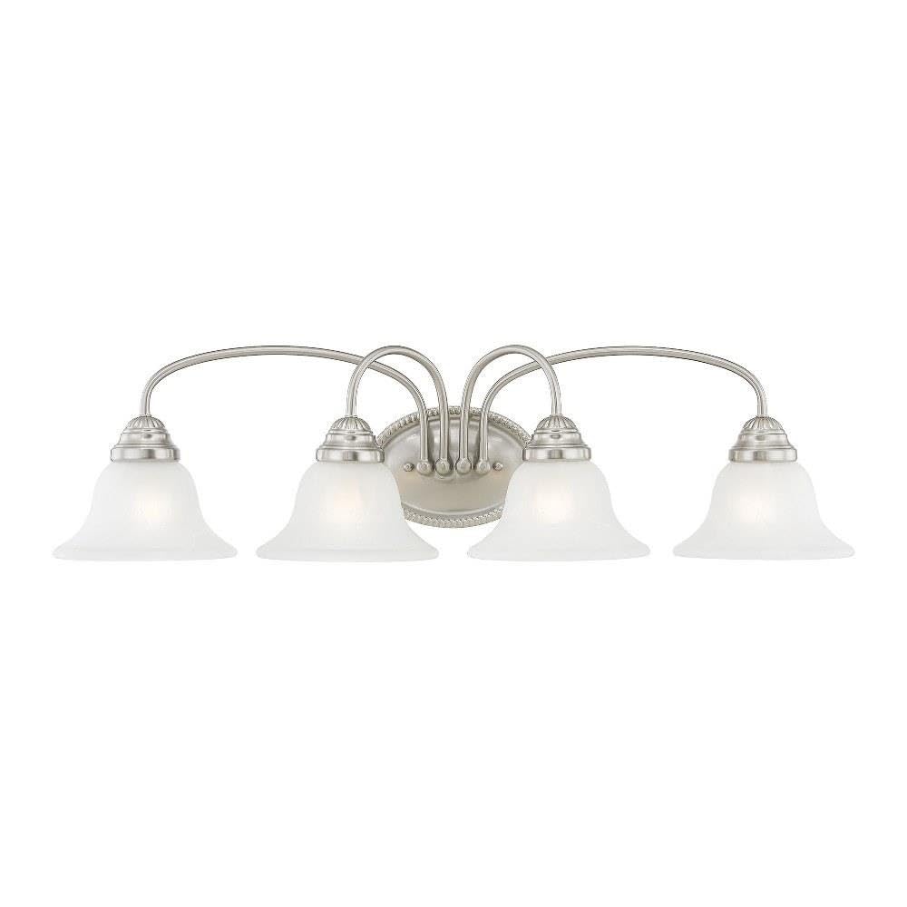 Livex Lighting 1534-91 Edgemont 4 Light Vanity Brushed Nickel with White Alabaster Glass, 30.5 x 8.75 x 8